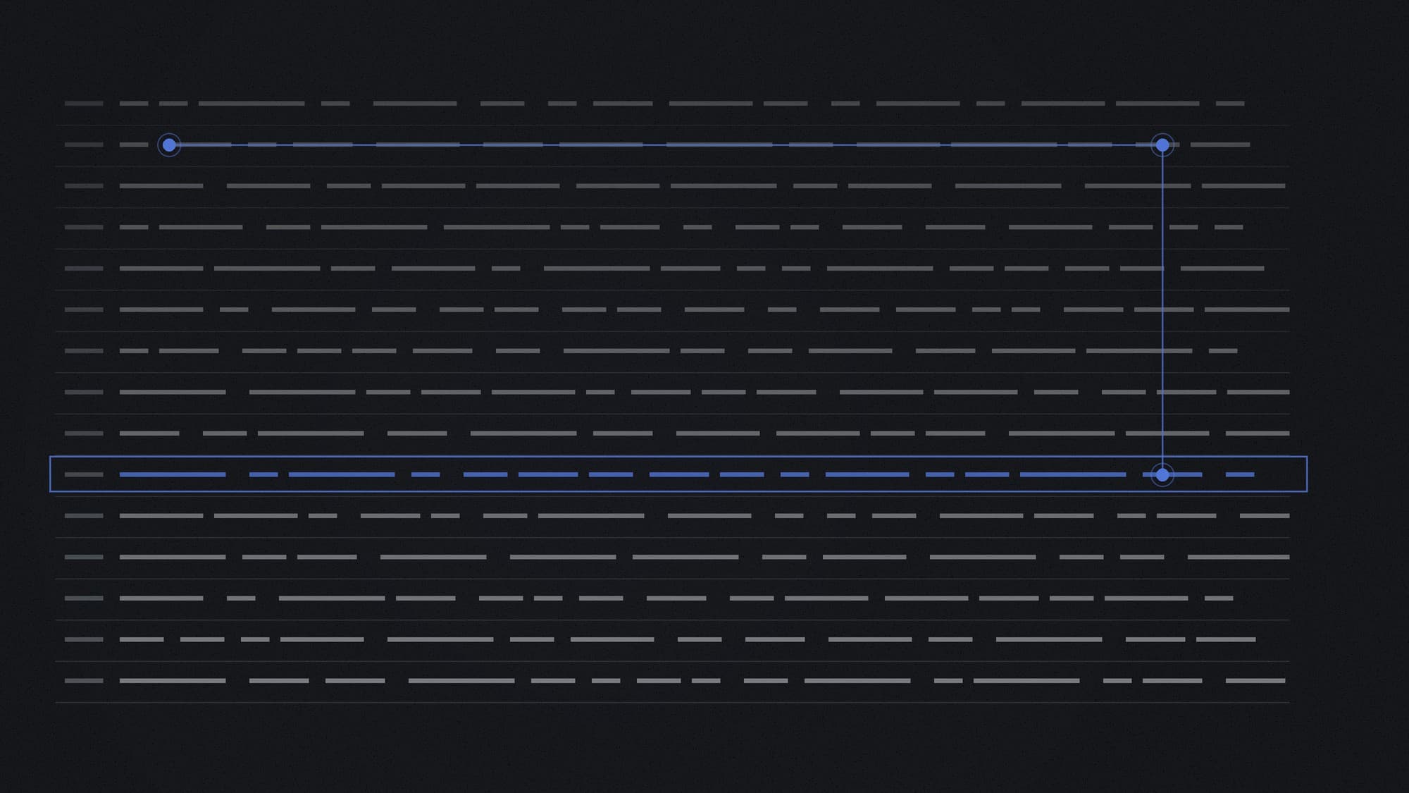 A log of records as horizontal rows, with one entry framed and a line tracing it back to its source