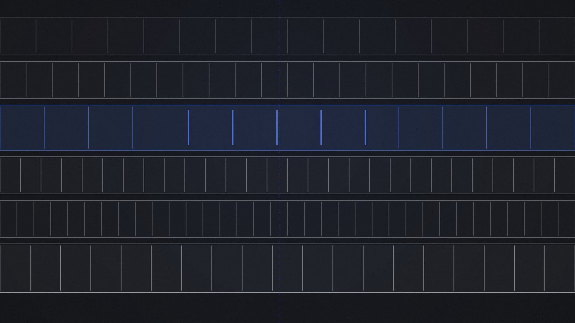 Diagram of a technology stack as six horizontal layers, with one layer lit in blue and shifted out of alignment